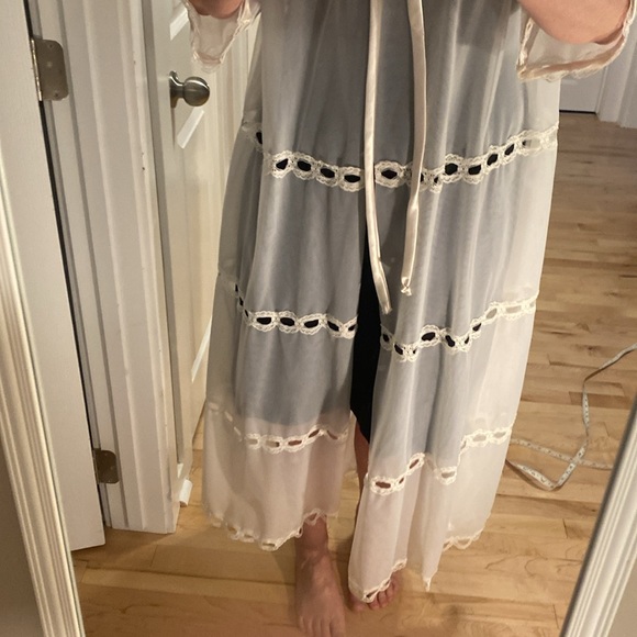 Vintage lingerie lace robe white see-through women’s small - Picture 4 of 10